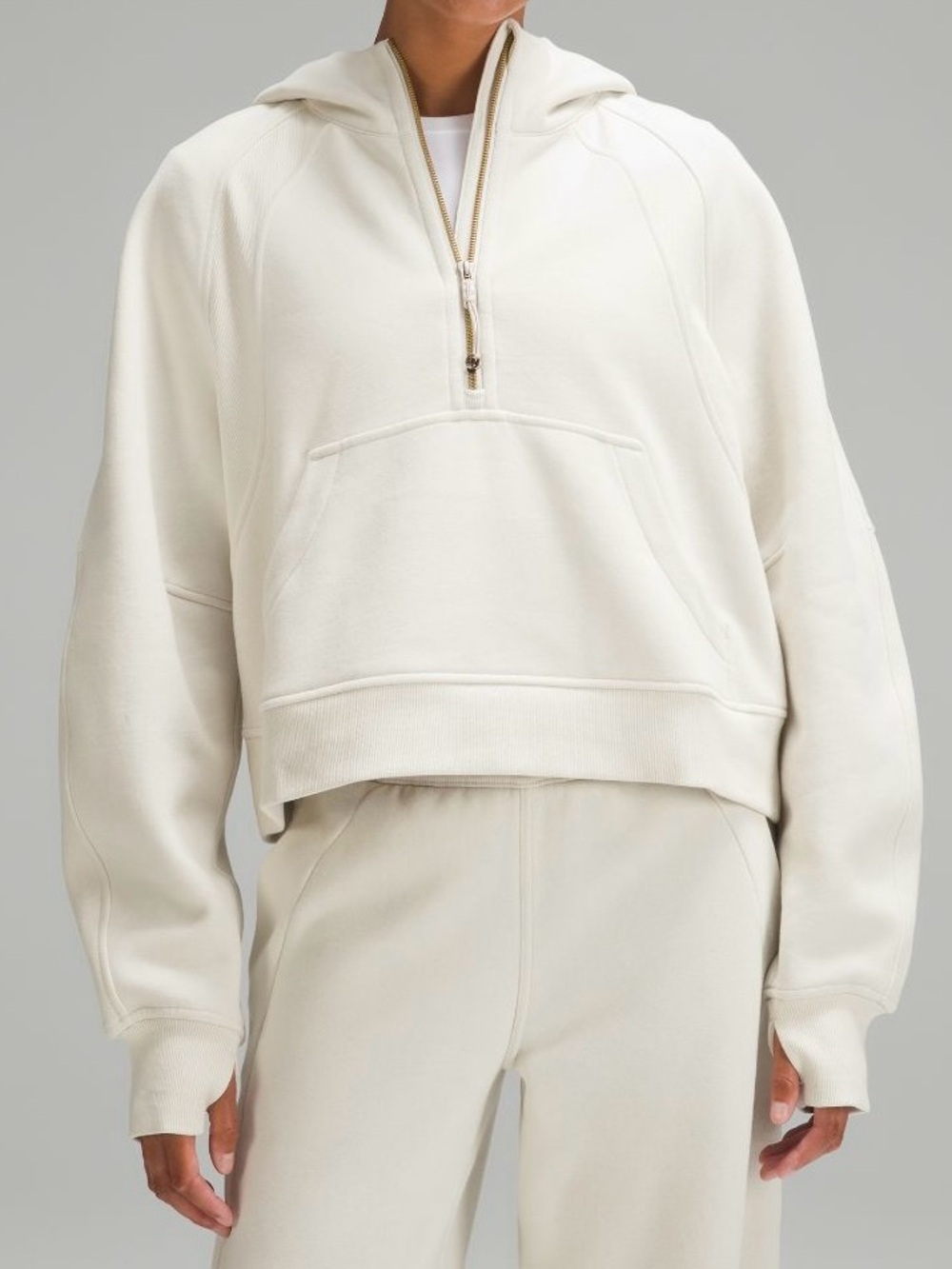 Lululemon Scuba Half Zip Cream with Gold, Size M/L